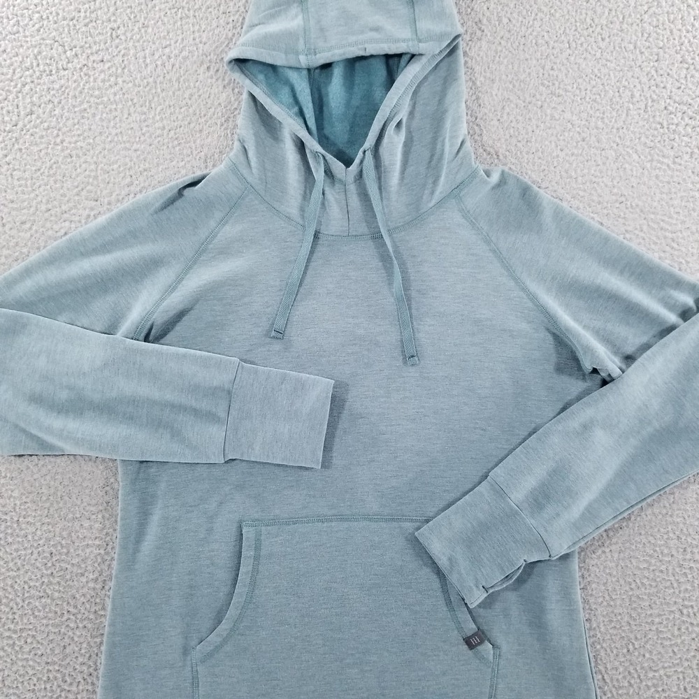 Free Fly Hoodie Womens Large Blue Performance Bamboo Blend Pullover Thumbholes